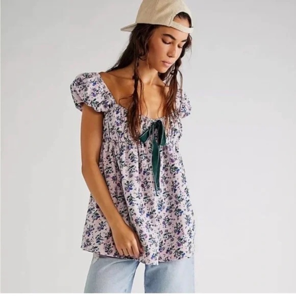 NEW Free People Gaia Floral Printed Cord Tunic Babydoll Dress - Picture 2 of 6
